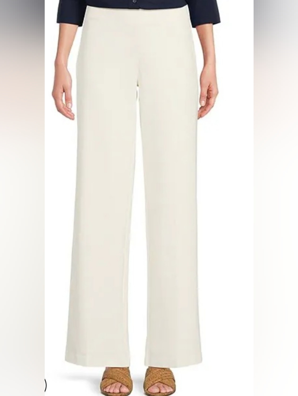 J. McLaughlin Fully Lined Cream Stretch Knit Wide Leg Pants